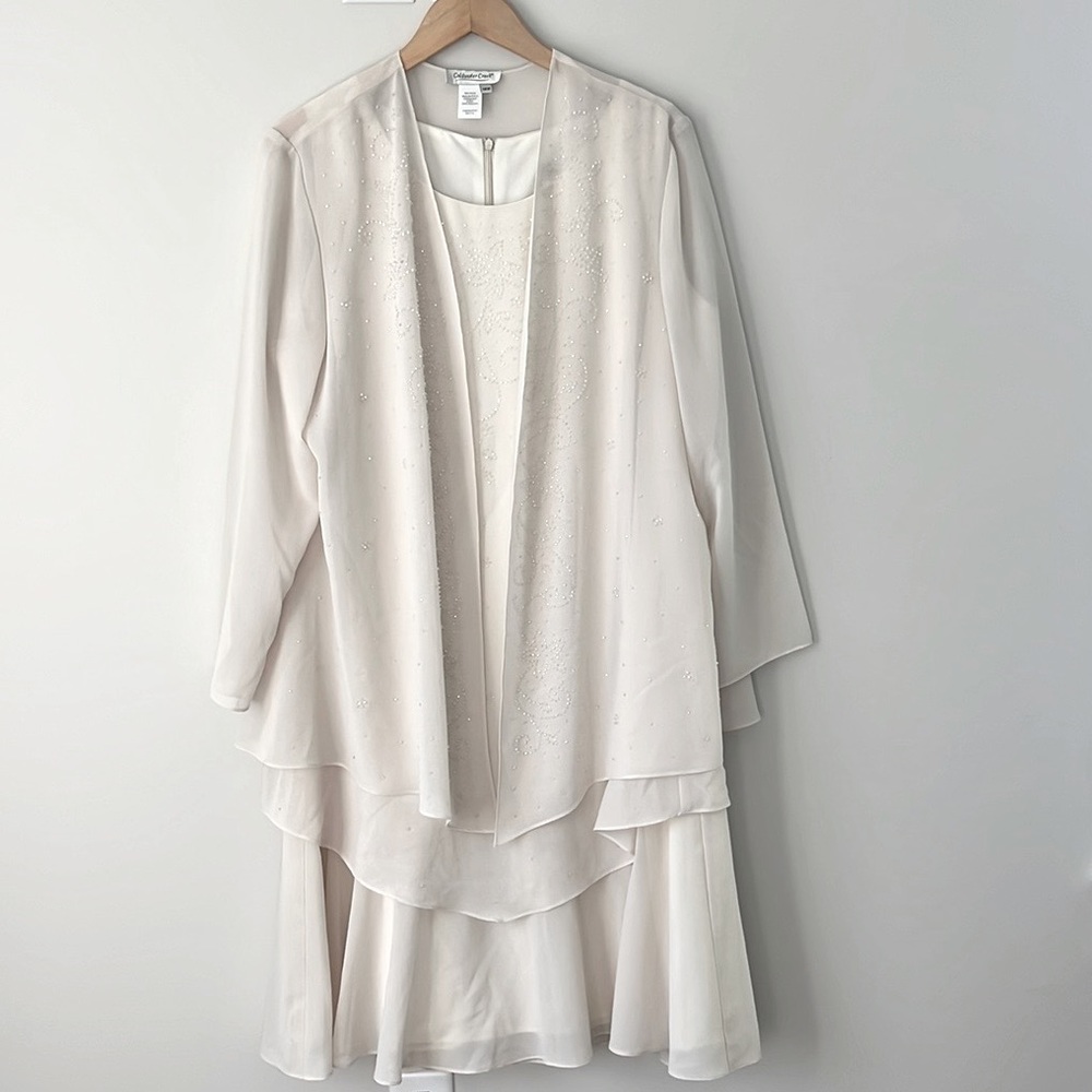 Coldwater Creek Size 18W Cream colored formal dress with jacket